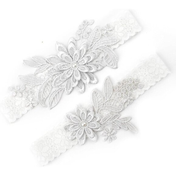 🆕Women White Garters Bride Wedding Garter Thigh Wedding Garter Set for Brid - Picture 1 of 6
